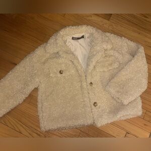 Zara Cream Textured Coat